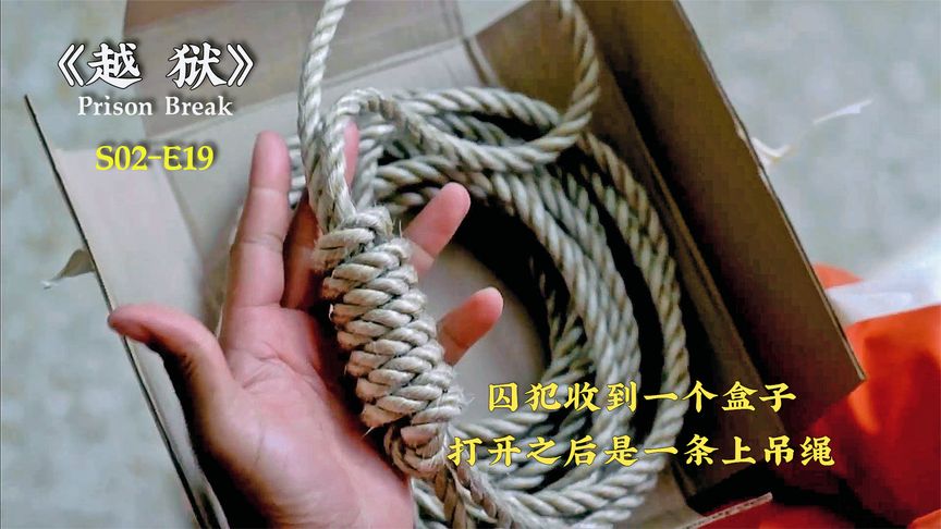 《越狱》囚犯收到一个纸盒，打开之后里边是一条上吊绳！《越狱》2_19