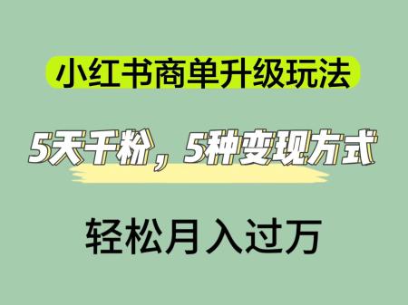 [吾爱网赚]小红书商单升级玩法，5天千粉，5种变现渠道，轻松月入1万+