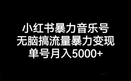 [吾爱网赚]小红书暴力音乐号，无脑搞流量暴力变现，单号月入5000+