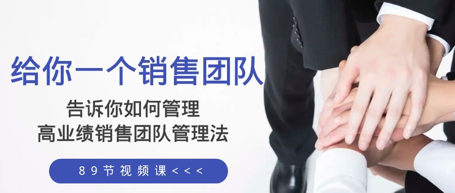 [网赚]给你 一个销售团队，告诉你如何管理，高业绩销售团队管理法（89节课）