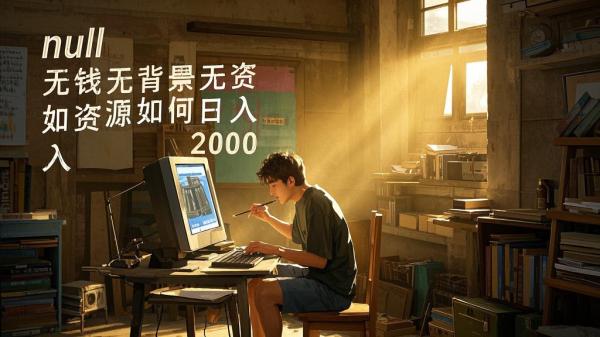 [原创]没钱没配景没资源，我凭什么可以日入2000